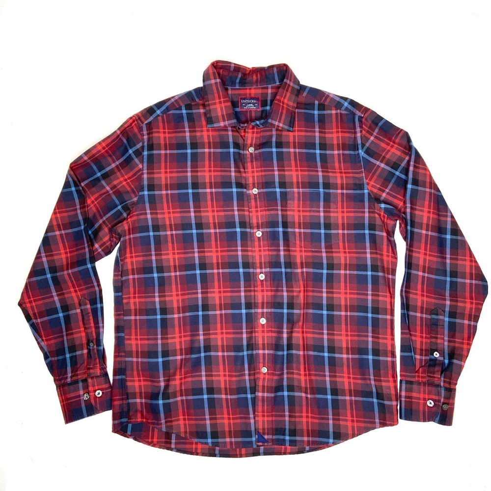 Untuckit The Original Untucked Shirt Red & Blue Long Sleeve Button Shirt